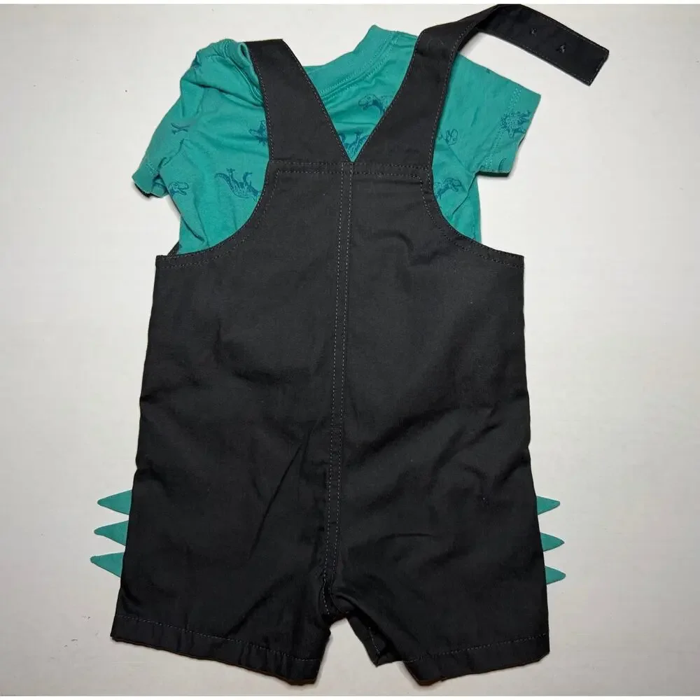 Baby Boy 6M Summer Outfit Lot Carter’s OshKosh Overalls Romper Dinosaur